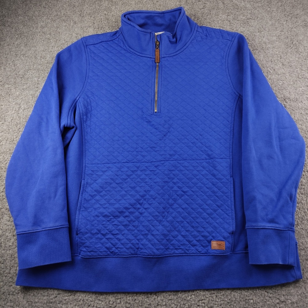 LL Bean Jacket Sz 2X Quarter Zip Blue Quilted Pullover Comfy Cozy EUC